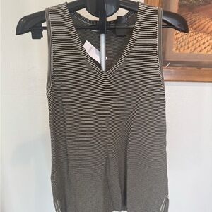 LOFT Black and White Striped Tank Top